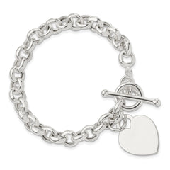 Sterling Silver Engraveable Heart Toggle Bracelet QG3088-7.5