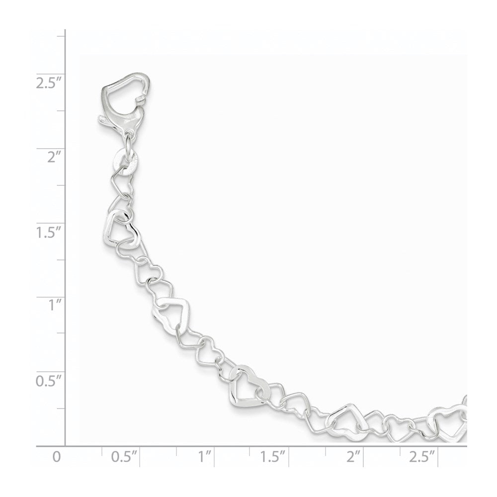Sterling Silver Linked Heart Bracelet QG3089-7.5