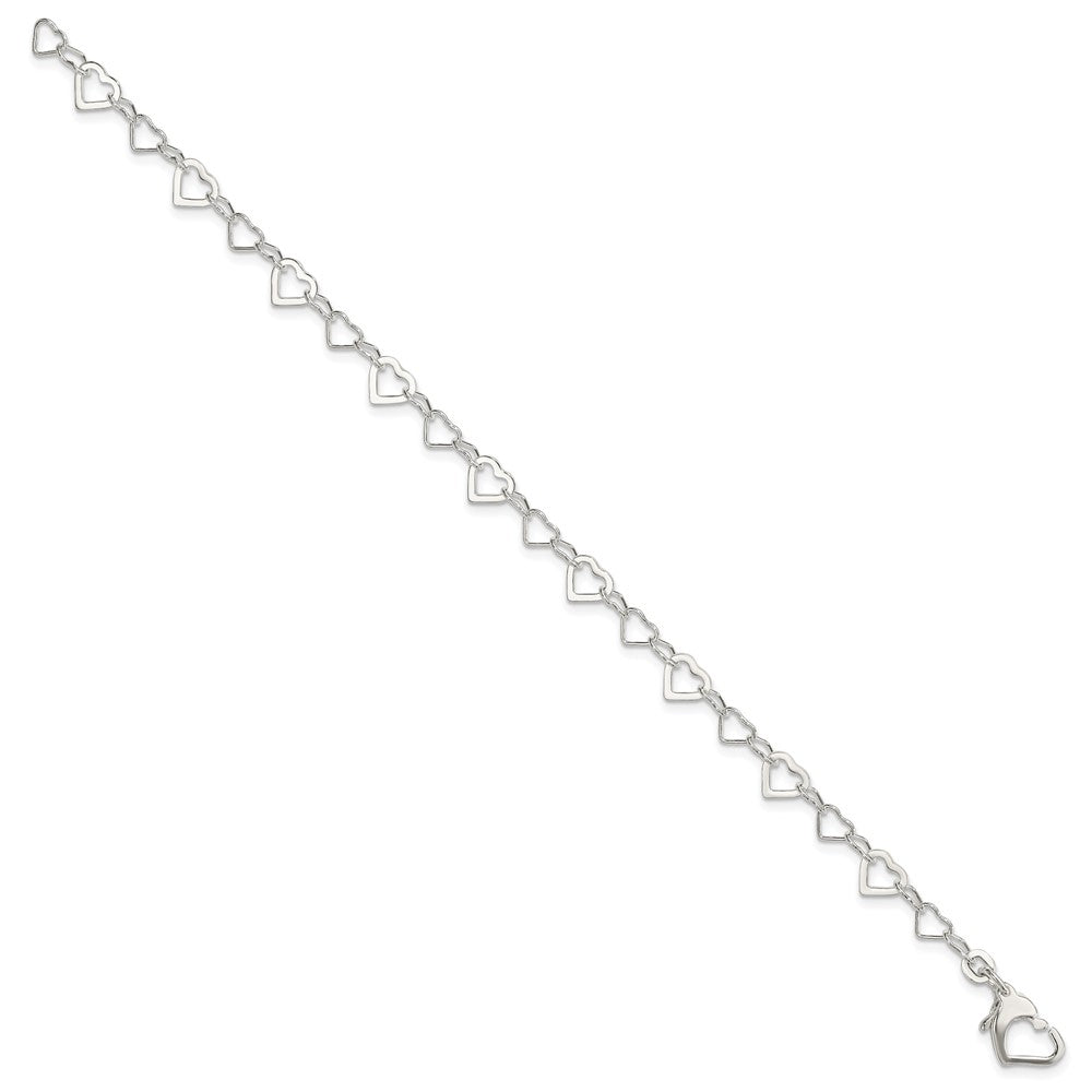 Sterling Silver Linked Heart Bracelet QG3089-7.5