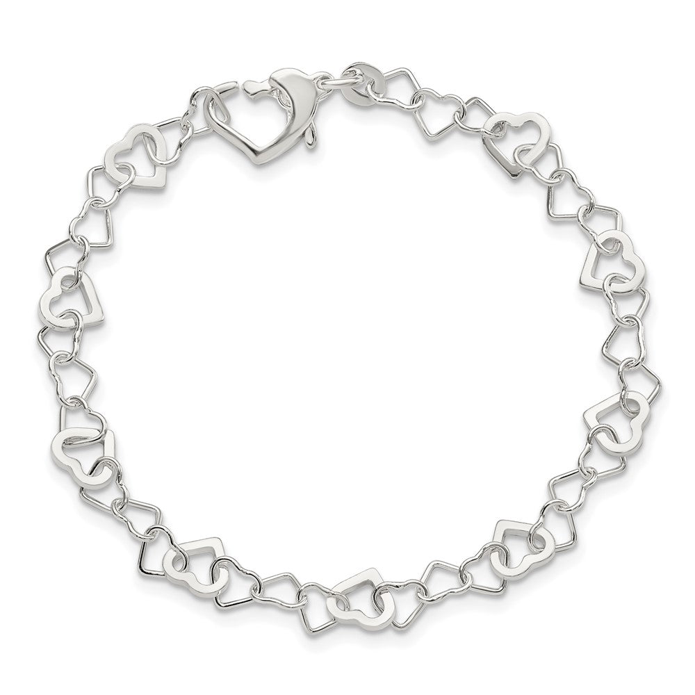 Sterling Silver Linked Heart Bracelet QG3089-7.5