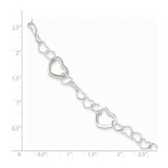 Sterling Silver Polished Fancy Link Heart Bracelet QG3099-7.5