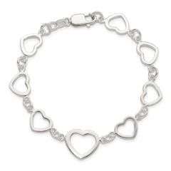 Sterling Silver Polished Heart Fancy Link Bracelet QG3100-7.5