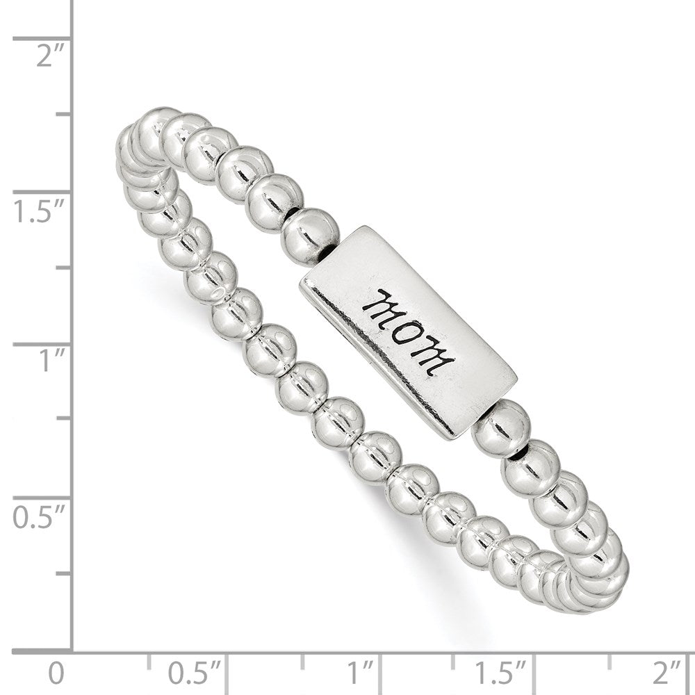 Sterling Silver Enameled MOM Stretch Bracelet QG3208