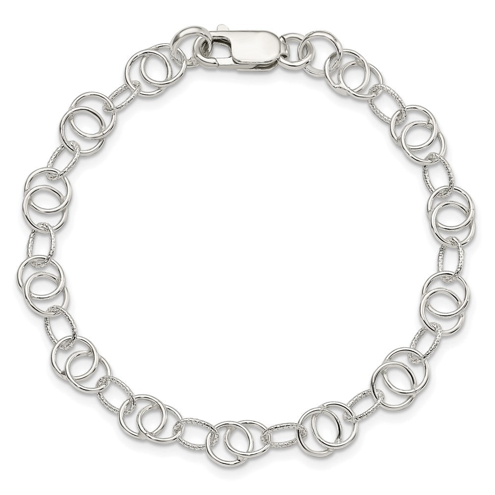 Sterling Silver Polished and Textured Fancy Bracelet QG3222-7.5