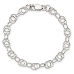 Sterling Silver Polished and Textured Fancy Bracelet QG3222-7.5