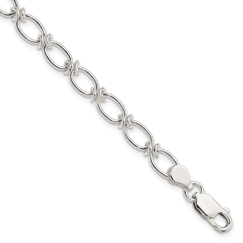 Sterling Silver Polished Oval Link Bracelet QG3226-7.5