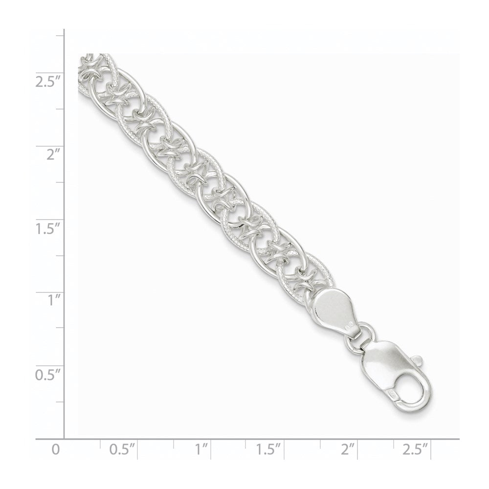 Sterling Silver Polished and Textured Fancy Bracelet QG3229-7.5