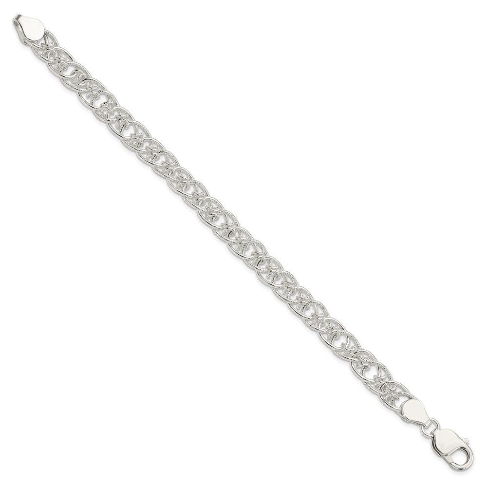 Sterling Silver Polished and Textured Fancy Bracelet QG3229-7.5
