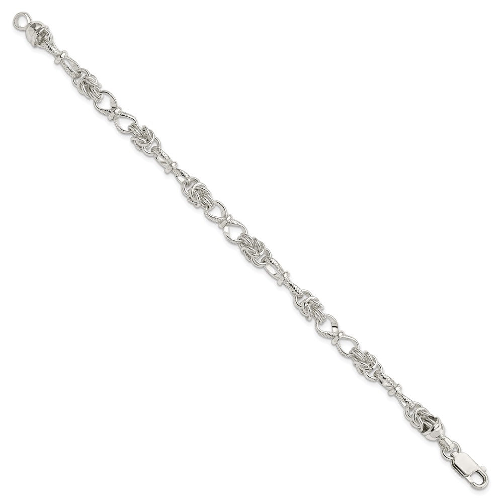Sterling Silver Polished and Textured Fancy Bracelet QG3231-7.5