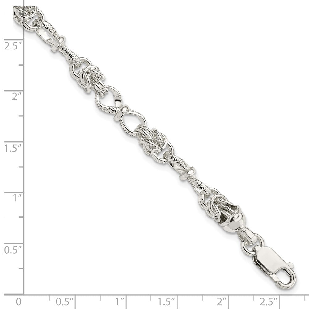 Sterling Silver Polished and Textured Fancy Bracelet QG3231-7.5