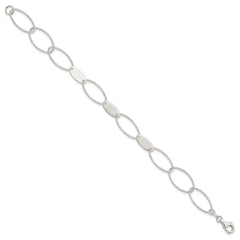 Sterling Silver Polished and Textured Oval Link Bracelet QG3237-7.5