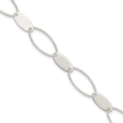 Sterling Silver Polished and Textured Oval Link Bracelet QG3237-7.5