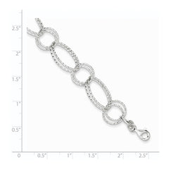Sterling Silver Textured Double Link Bracelet QG3238-7