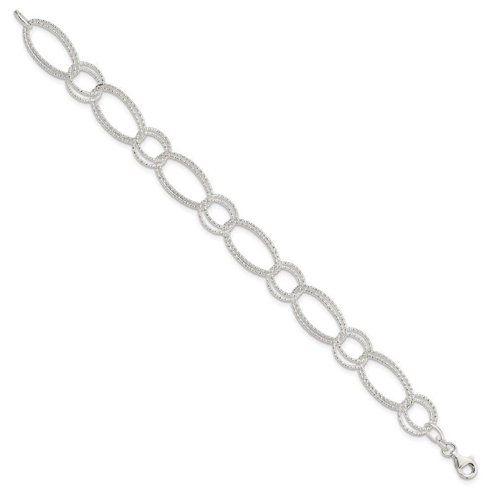 Sterling Silver Textured Double Link Bracelet QG3238-7