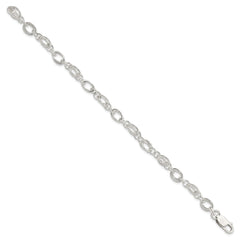 Sterling Silver Polished and Textured 5.5mm Fancy Bracelet QG3246-7.5