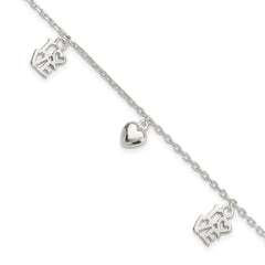 Sterling Silver Heart and LOVE Charm Bracelet QG3260-7.5