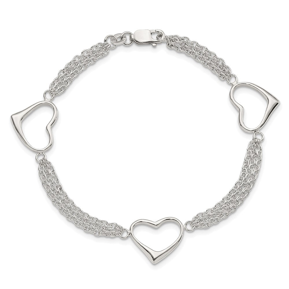 Sterling Silver Heart Bracelet QG3268-7.5
