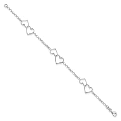Sterling Silver Rhodium Plated Heart Bracelet QG3271-7.25