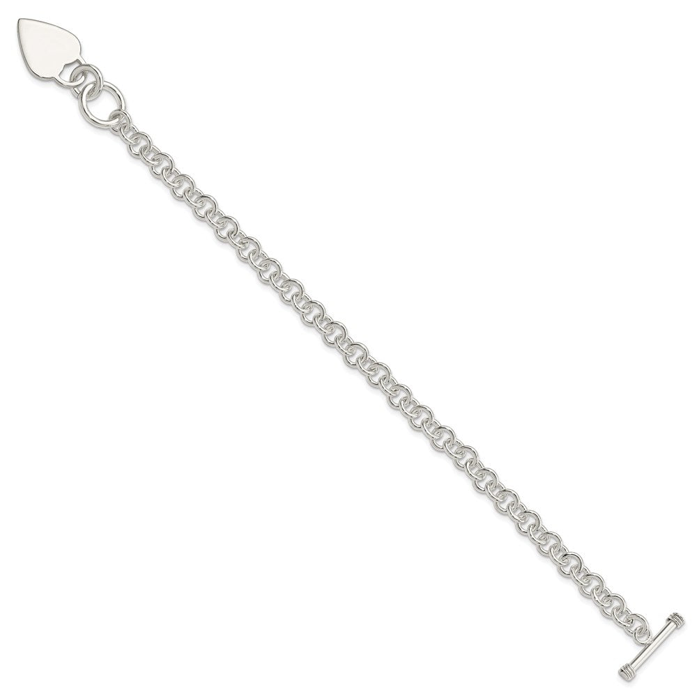 Sterling Silver Polished Heart Bracelet QG3274-7.5