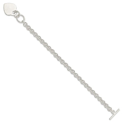 Sterling Silver Polished Engraveable Heart Bracelet QG3275-7.5