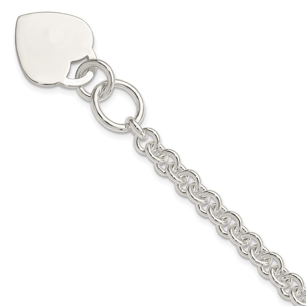 Sterling Silver Polished Engraveable Heart Bracelet QG3275-7.5