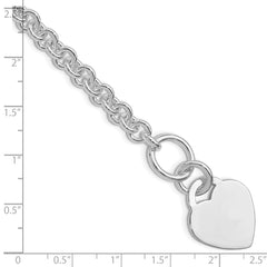 Sterling Silver Rhodium-plated Polished Heart Bracelet QG3275R-7.5