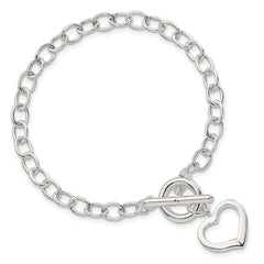 Sterling Silver Open Link Heart Bracelet QG3278-7.5