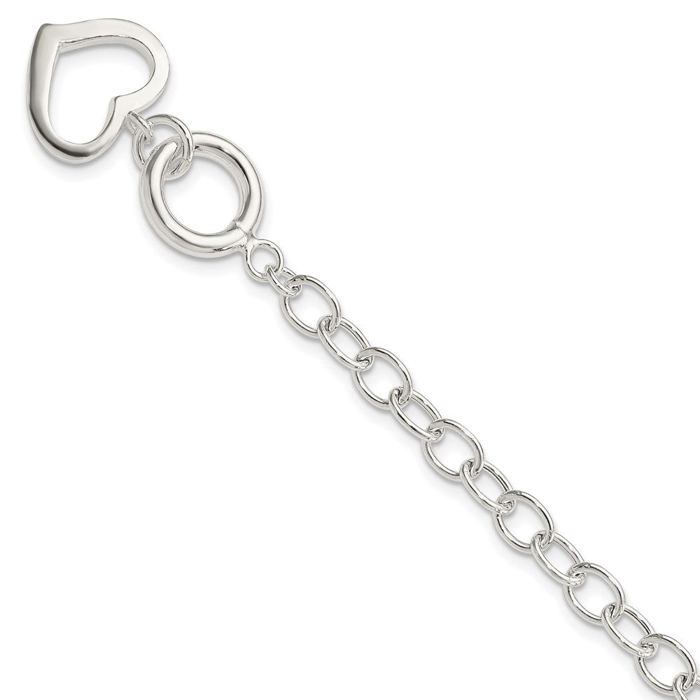 Sterling Silver Open Link Heart Bracelet QG3278-7.5