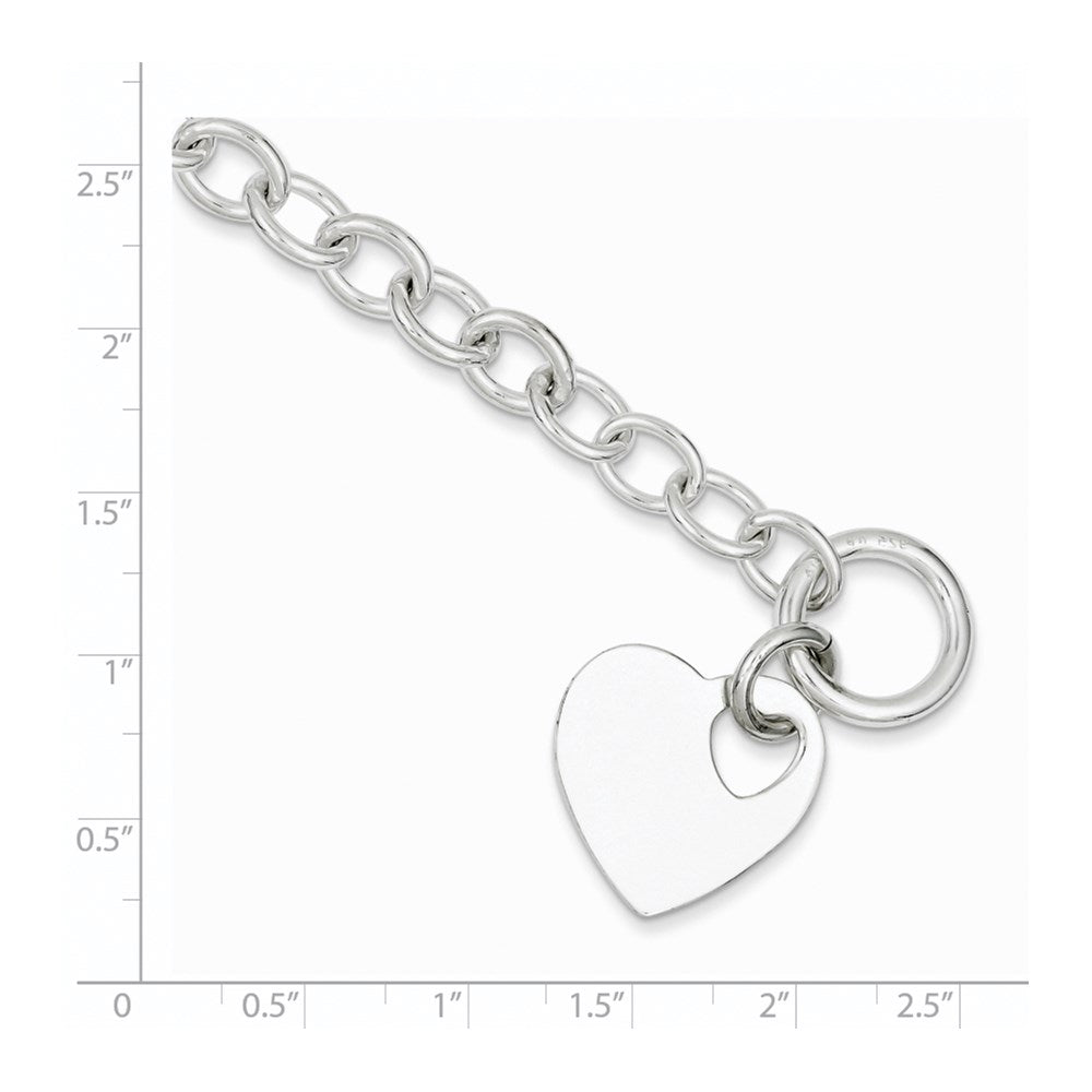 Sterling Silver Polished Engraveable Heart Bracelet QG3279-7.5