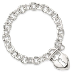 Sterling Silver Polished Heart and Key Bracelet QG3281-7.5
