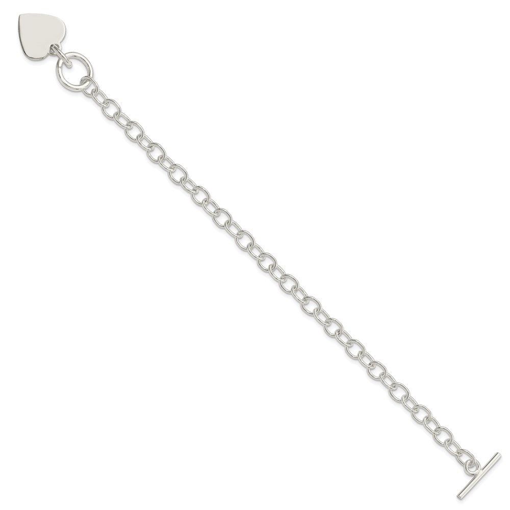 Sterling Silver Polished Engraveable Heart Charm Bracelet QG3283-7.5
