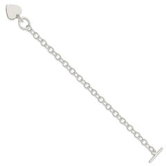 Sterling Silver Polished Engraveable Heart Charm Bracelet QG3283-7.5
