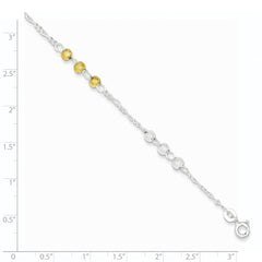 Sterling Silver Gold-tone Textured Beaded Bracelet QG3297-7