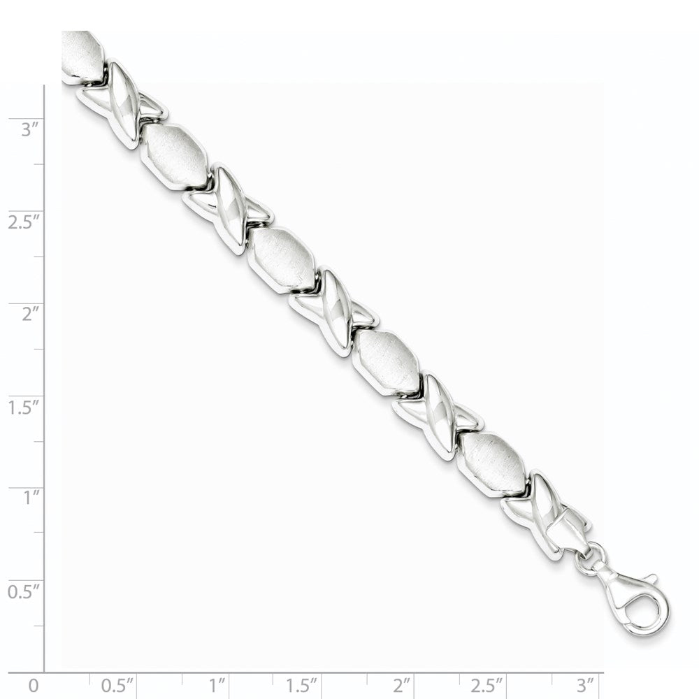 Sterling Silver Polished and Satin X and O Bracelet QG3307-7