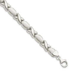Sterling Silver Polished and Satin X and O Bracelet QG3307-7