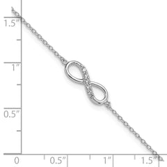 Sterling Silver Rhodium-plated with CZ Infinity w/ 1 IN EXT Bracelet QG3471-7