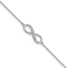 Sterling Silver Rhodium-plated with CZ Infinity w/ 1 IN EXT Bracelet QG3471-7