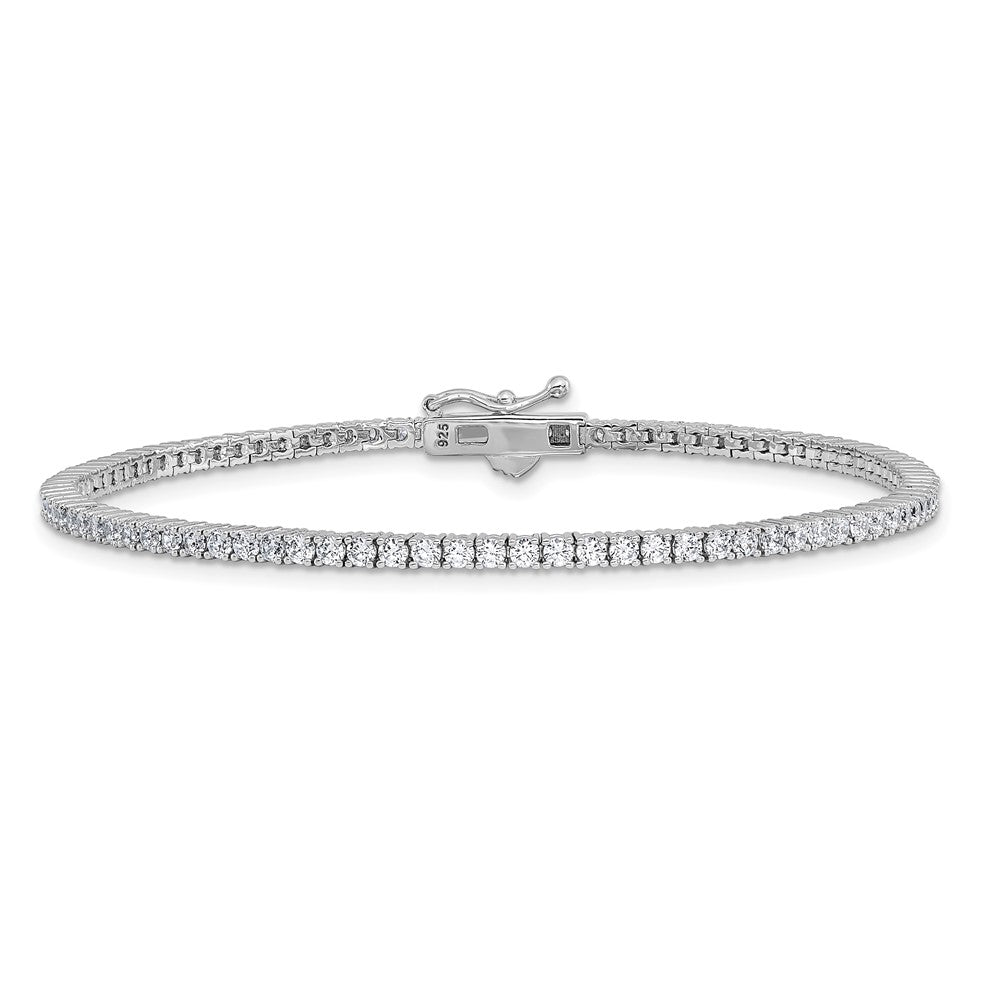 Sterling Shimmer Sterling Silver Rhodium-plated 2mm CZ 93 Stone 8 inch Bracelet QG3485-8