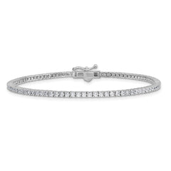 Sterling Shimmer Sterling Silver Rhodium-plated 2mm CZ 93 Stone 8 inch Bracelet QG3485-8