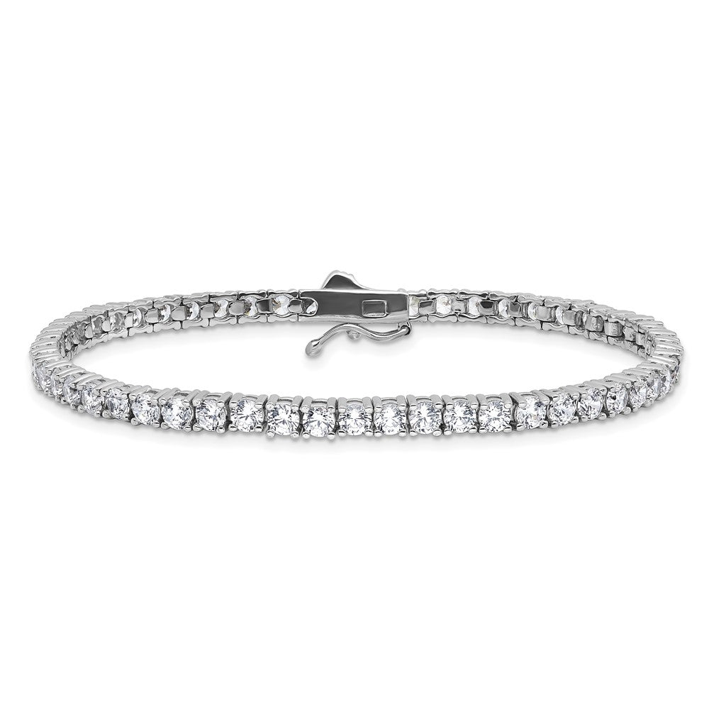 Sterling Shimmer Sterling Silver Rhodium-plated 3mm CZ 55 Stone 7 inch Bracelet QG3489-7