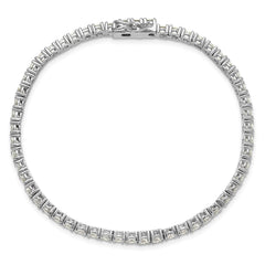 Sterling Shimmer Sterling Silver Rhodium-plated 3mm CZ 55 Stone 7 inch Bracelet QG3489-7