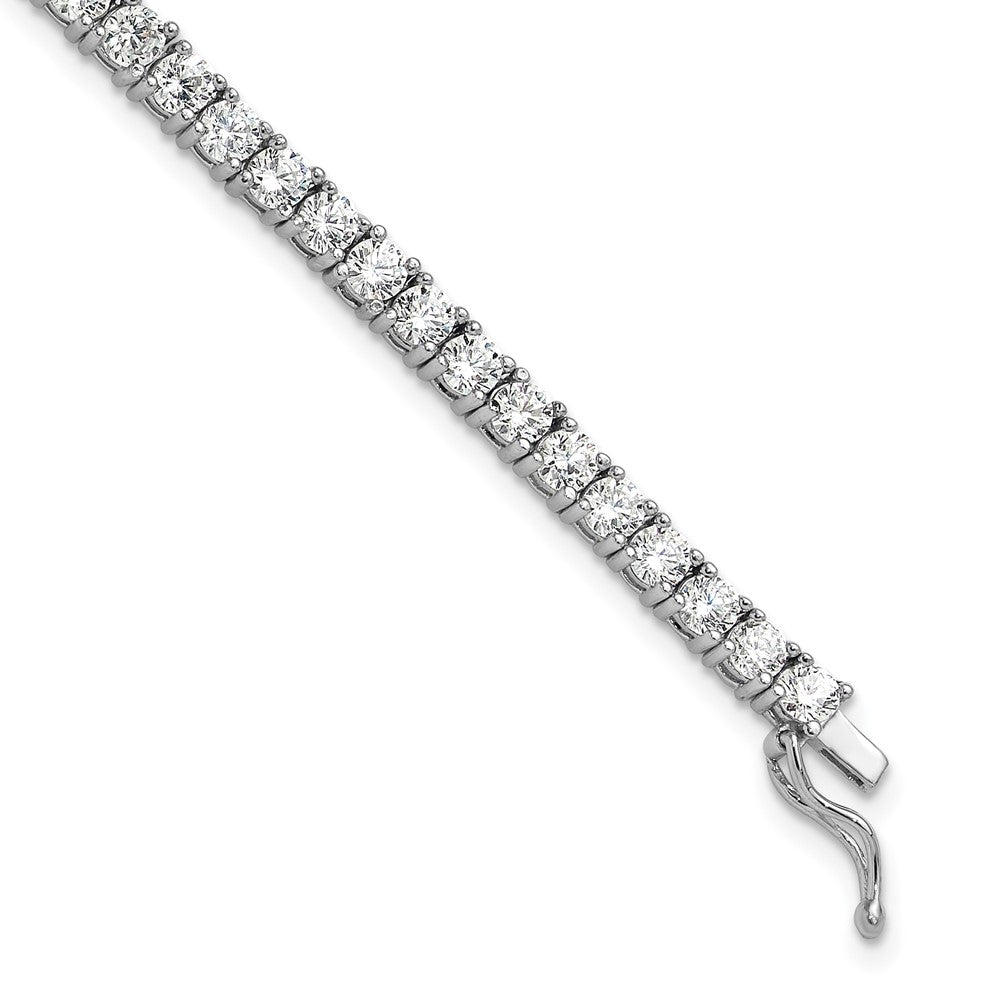 Sterling Shimmer Sterling Silver Rhodium-plated 3mm CZ 55 Stone 7 inch Bracelet QG3489-7