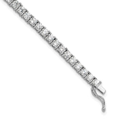 Sterling Shimmer Sterling Silver Rhodium-plated 3mm CZ 55 Stone 7 inch Bracelet QG3489-7