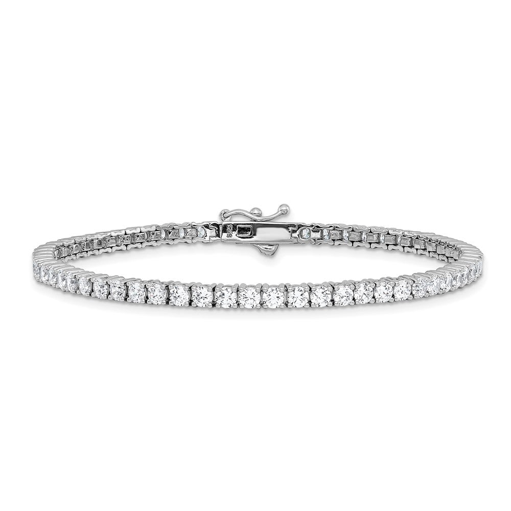 Sterling Shimmer Sterling Silver Rhodium-plated 3mm CZ 62 Stone 8 inch Bracelet QG3489-8