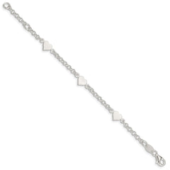 Sterling Silver Polished Hearts with .25in ext. Children's Bracelet QG3536-5.5