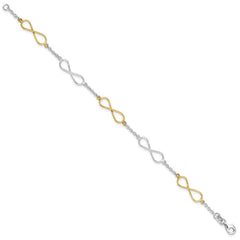 Sterling Silver Polished Flash Gold Infinity Symbol Bracelet QG3586-7.5