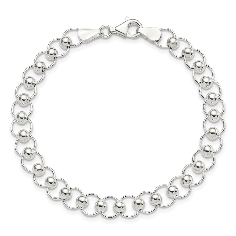 Sterling Silver Polished Beaded Bracelet QG3594-7.5