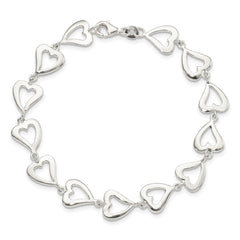 Sterling Silver Polished Heart Bracelet QG3609-7.5