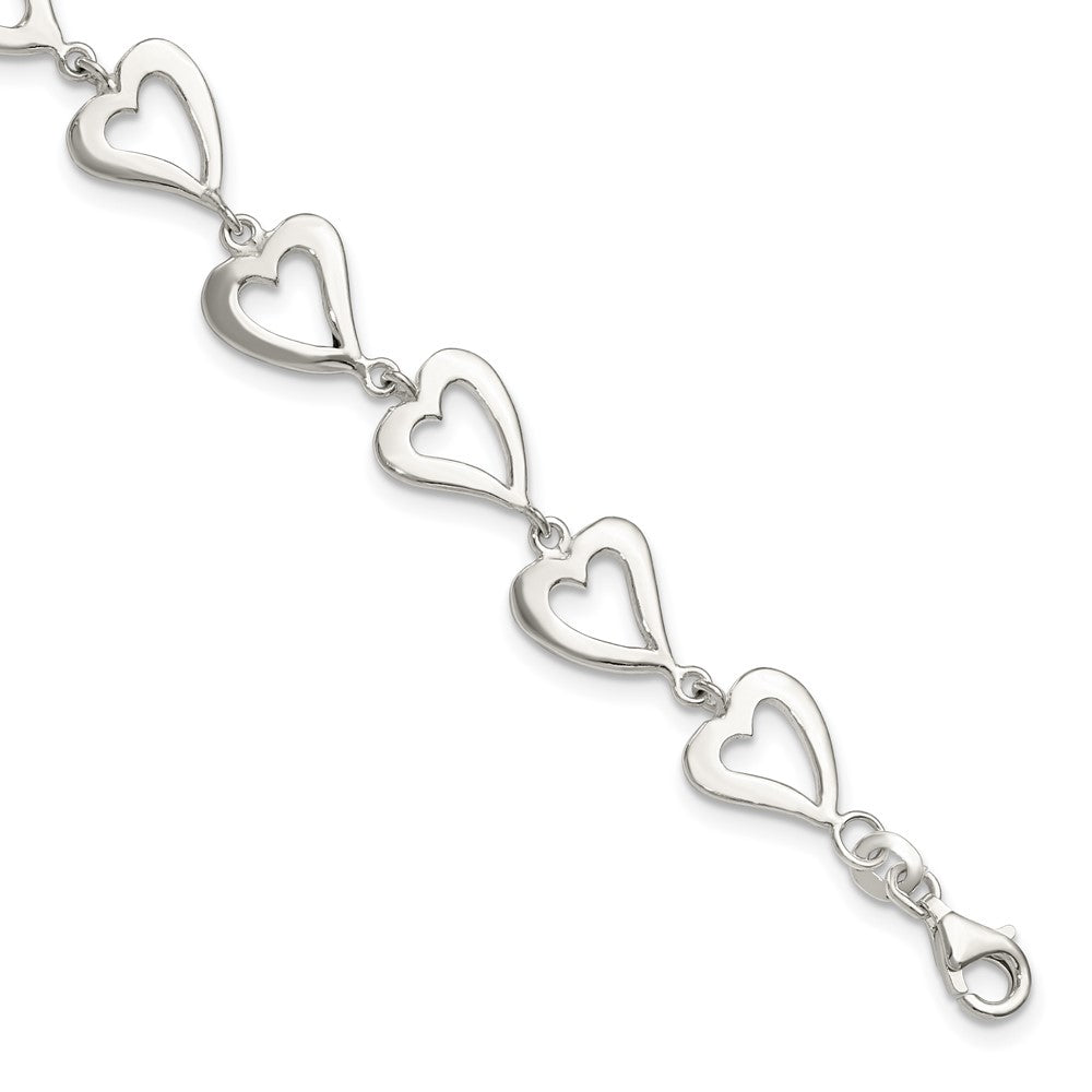 Sterling Silver Polished Heart Bracelet QG3609-7.5
