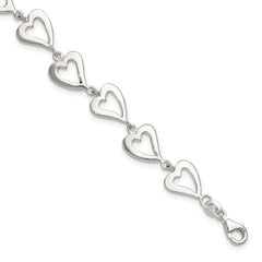 Sterling Silver Polished Heart Bracelet QG3609-7.5